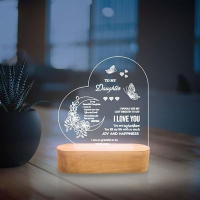 Gift for Daughter Customized 3D LED Lamp with Cool White Light  Gift for Daughter Birthday  Personalized with Text  Memorable Gift for Daughter
